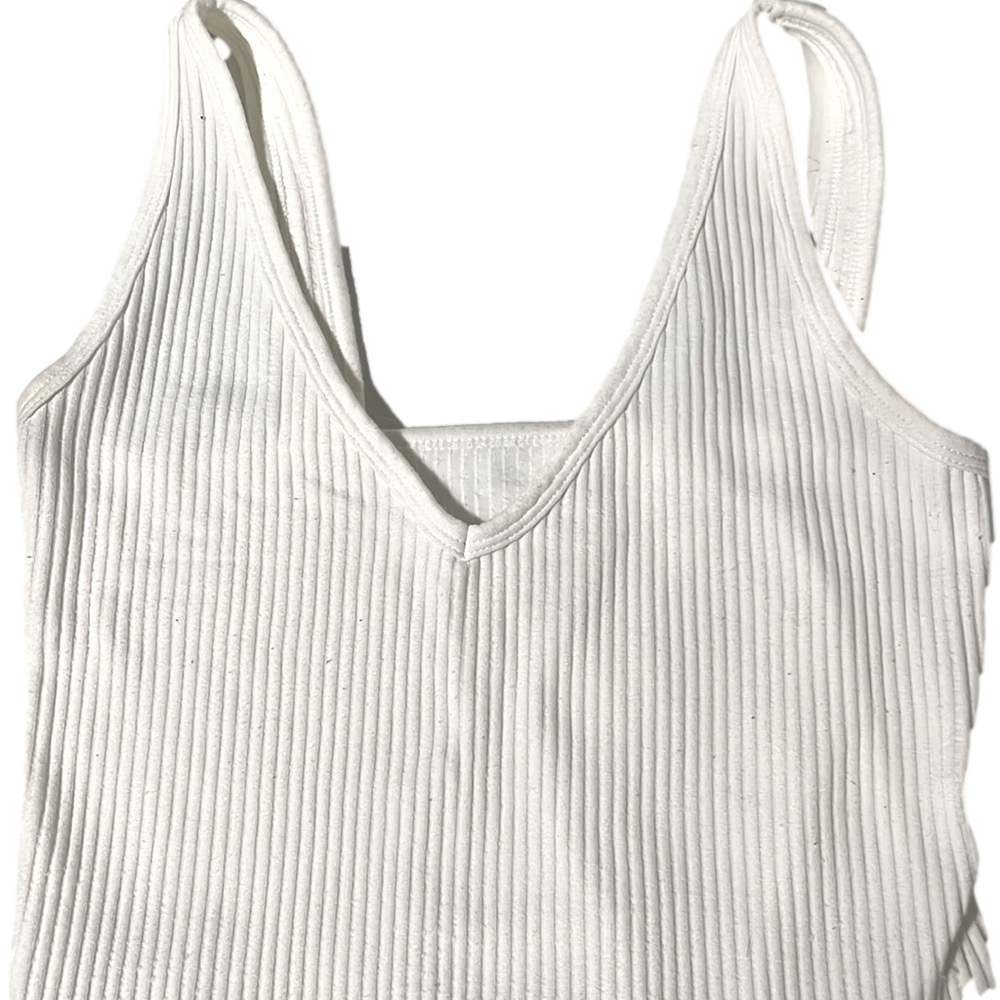 Aura Ribbed V Neck Tank Top Womens Small Sleeveless Stretchy Soft Loungewear